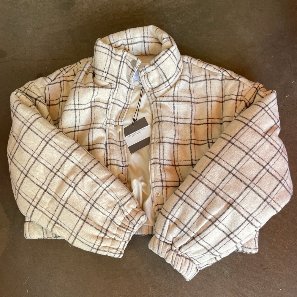 Plaid cropped jacket brand new with tags